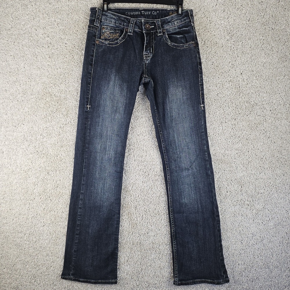 Cowgirl Tuff Co Dark Don't Fence Me In Bootcut Jeans 27 (29)x33 Dark Wash JDARKW